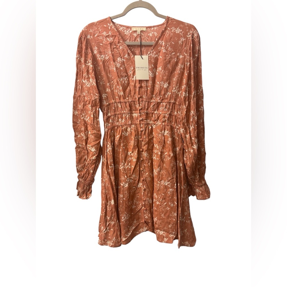 Promesa Pink Floral V-Neck Dress